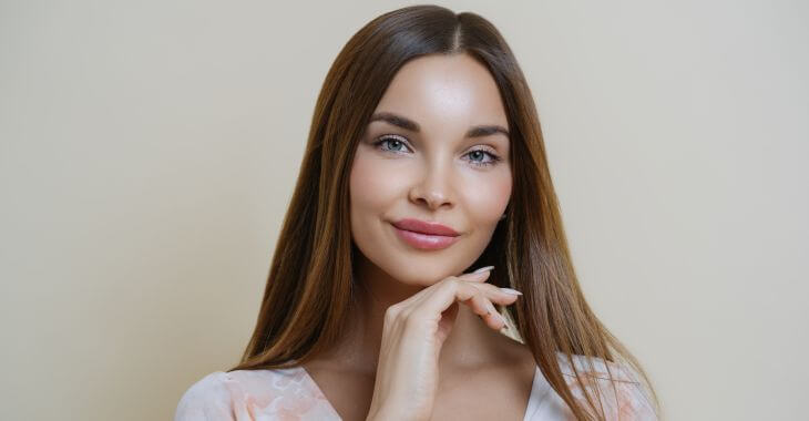 Face of a youngish looking woman after botox face rejuvenation treatment