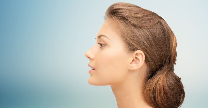 profile of a face of a beautiful young woman